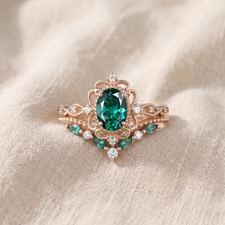 Sormussetti Aurelle Kruunu smaragdilla