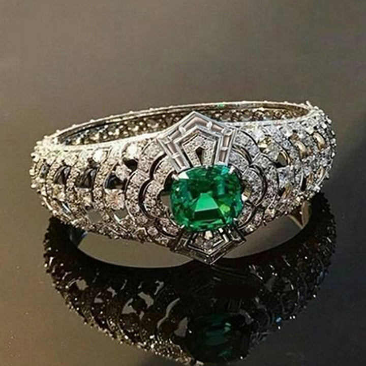 Art Deco -sormus smaragdilla