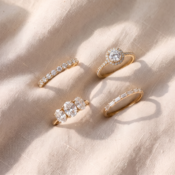 Elegantti vintage-sormussetti zirkoneilla