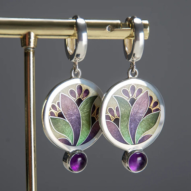 Boho-korvakorut violetilla kristallilla